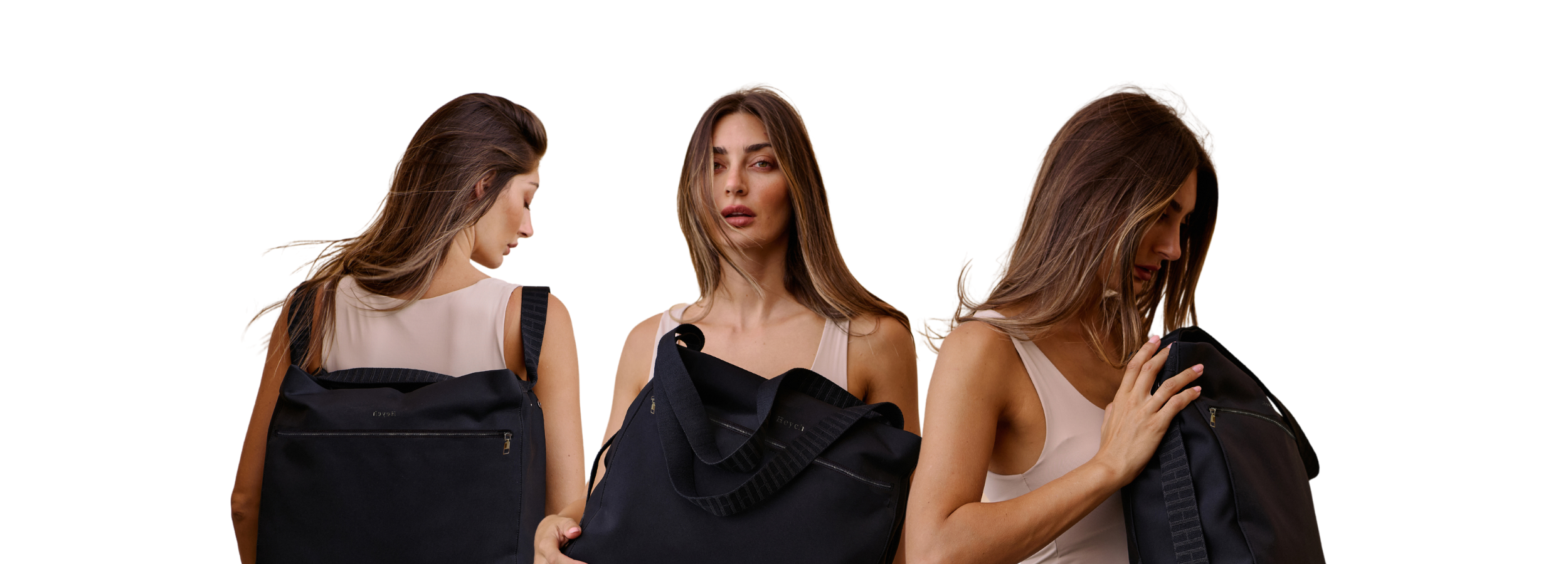 Black Neoprene Bag converting from shoulder bag to backpack