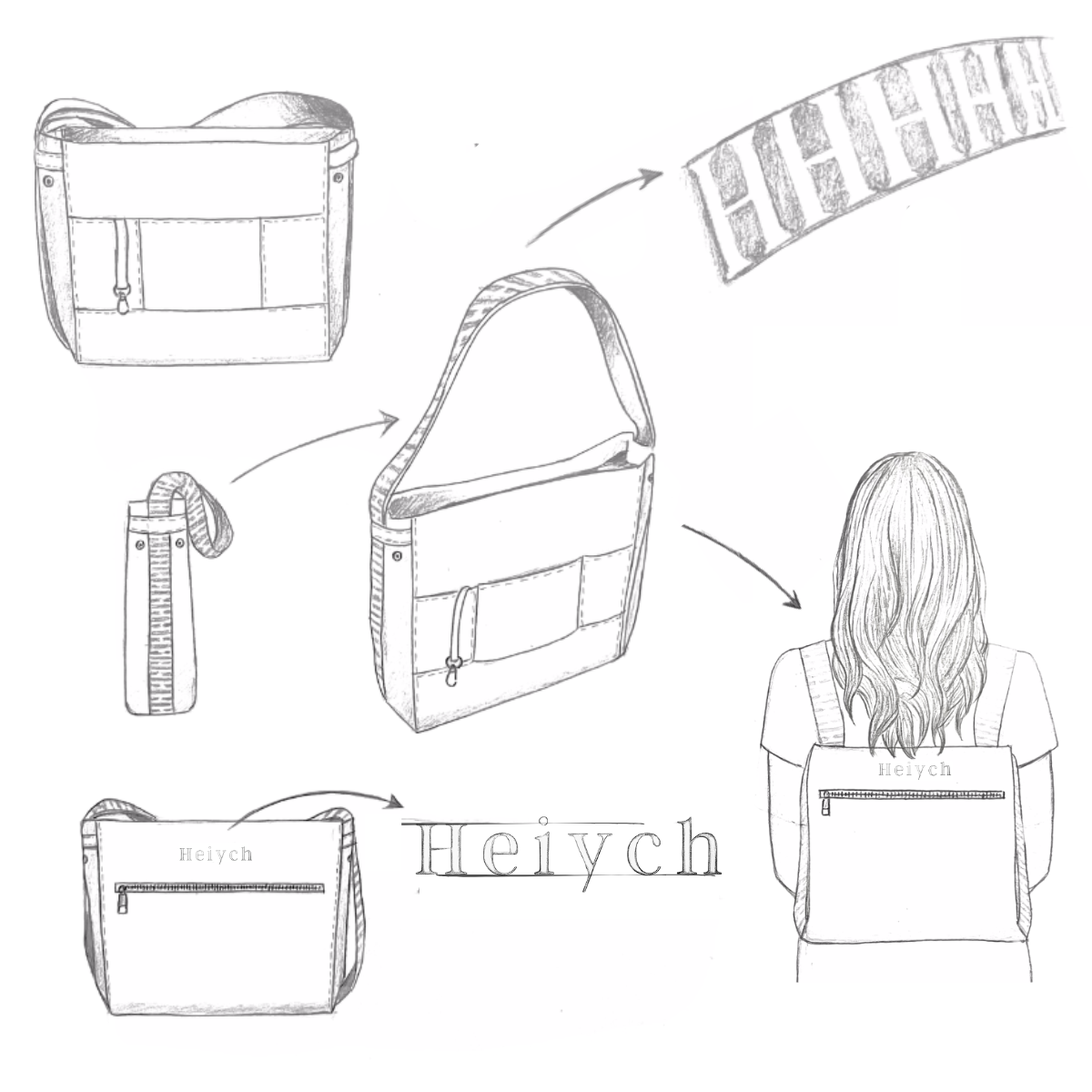 Design Drawing H Tote To Backpack Bag